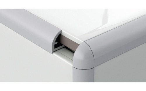 profilplast íves csempeélvédő, 10mm, világosszürke, 2,78m
