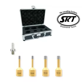   Skt Gyémántfúró, gyémánt lyukfúró készlet MINI sarokcsiszolóra 6-8-10-12mm + koffer SKT226001