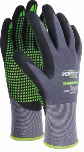 Stalco munkavédelmi nylon kesztyű, méret:10, NITRILE FLEX DOTS