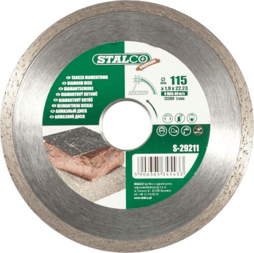 Stalco gyémánt vágókorong Folyamatos élű 230X24X2223