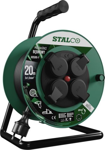 Stalco profi kábeldobos hosszabbító 20m Kültéri Ip44 16A 3680W H05Rr-F 3X15mm Fekete 