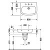 Duravit D-Code Mosdó 60x46cm túlfolyóval csaplyukkal 23106000002