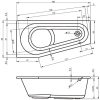 Riho Delta aszimmetrikus kád 150x80cm 190l jobbos, B066001005