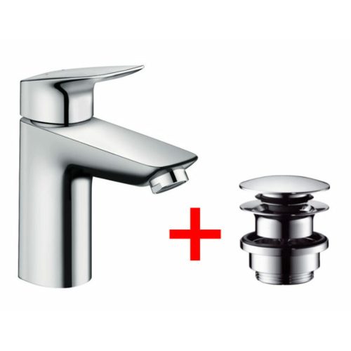 Hansgrohe Logis 100 Egykaros mosdócsaptelep Króm Push Open lefolyóval 71107000