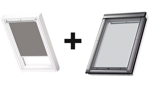 Velux DOP komfortcsomag, DKL fényzáró roló(0705 szürke), fehér sínnel+MHL külső hővédő roló, MK08, 78x140 cm