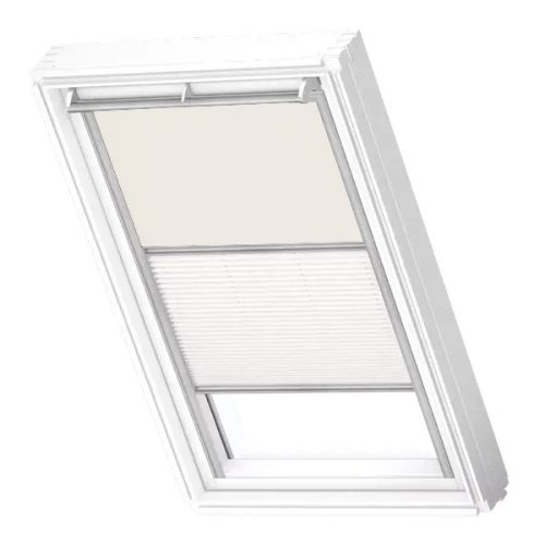 Velux Duo fényzáró roló, DFD MK04 bézs(1085S), fehér színű harmonikarolóval (1016), 78x98 cm
