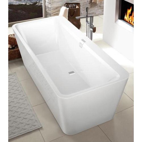 Villeroy & Boch Squaro Edge 12 szabadon álló quaryl kád, le és túlfolyőval, kádlábbal, UBQ1