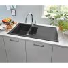Grohe K400 műgránit mosogatótálca, 1 medencés, csepptálcával, gyümölcsmosóval, 100x50cm, antrac
