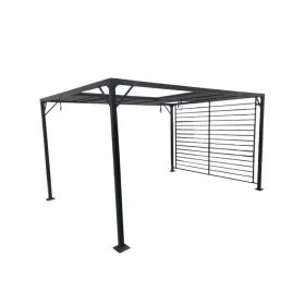   Sunrite Artemis - kerítéses pergola 3x4M (alu és acél váz és poliészter árnyékolókkal, fekete)