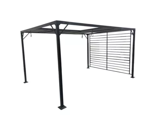 Sunrite Artemis - kerítéses pergola 3x4M (alu és acél váz és poliészter árnyékolókkal, fekete)
