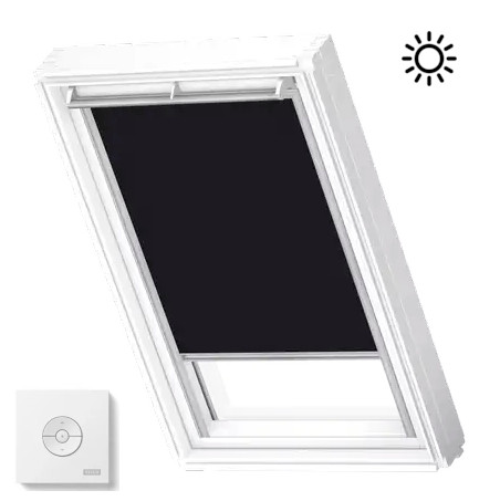 Velux Napelemes fényzáró roló, DSL FK06, 66x118 cm, 3009KWL fekete, fehér sínnel