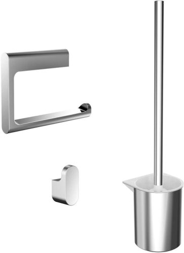Emco Flow szett króm Fedél nélküli wc papír tartó, akasztó, wc kefe